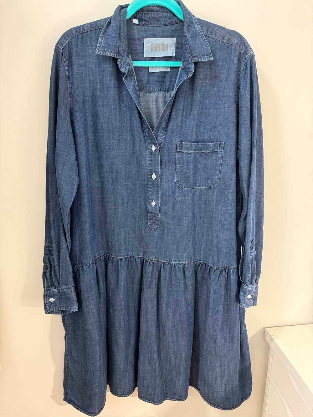 EUC Grayson size 3 plus size chambray shirt dress changemaker dress liquid denim